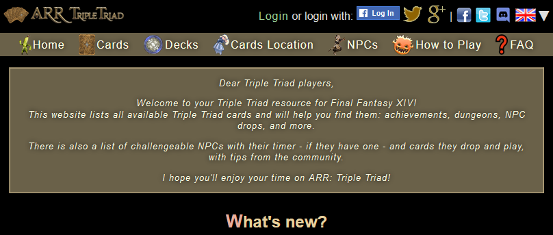 ARR: TripleTriadカード収集補助サイト